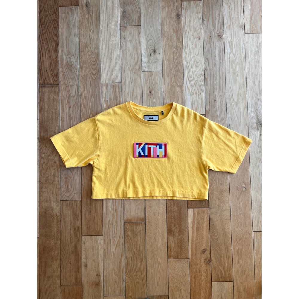 KITH Geo Colors Crop Top Short Sleeve T Shirt Embroidered Patch Womens Size S